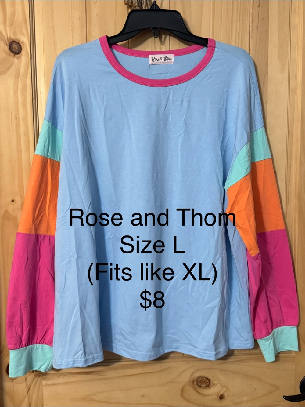 Light Blue Colorblock Long Sleeve Tee